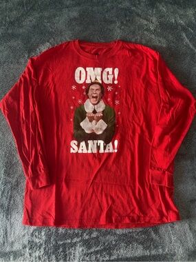 Elf Movie Omg! Santa! Long Sleeve Red Shirt Will Ferrel YXL